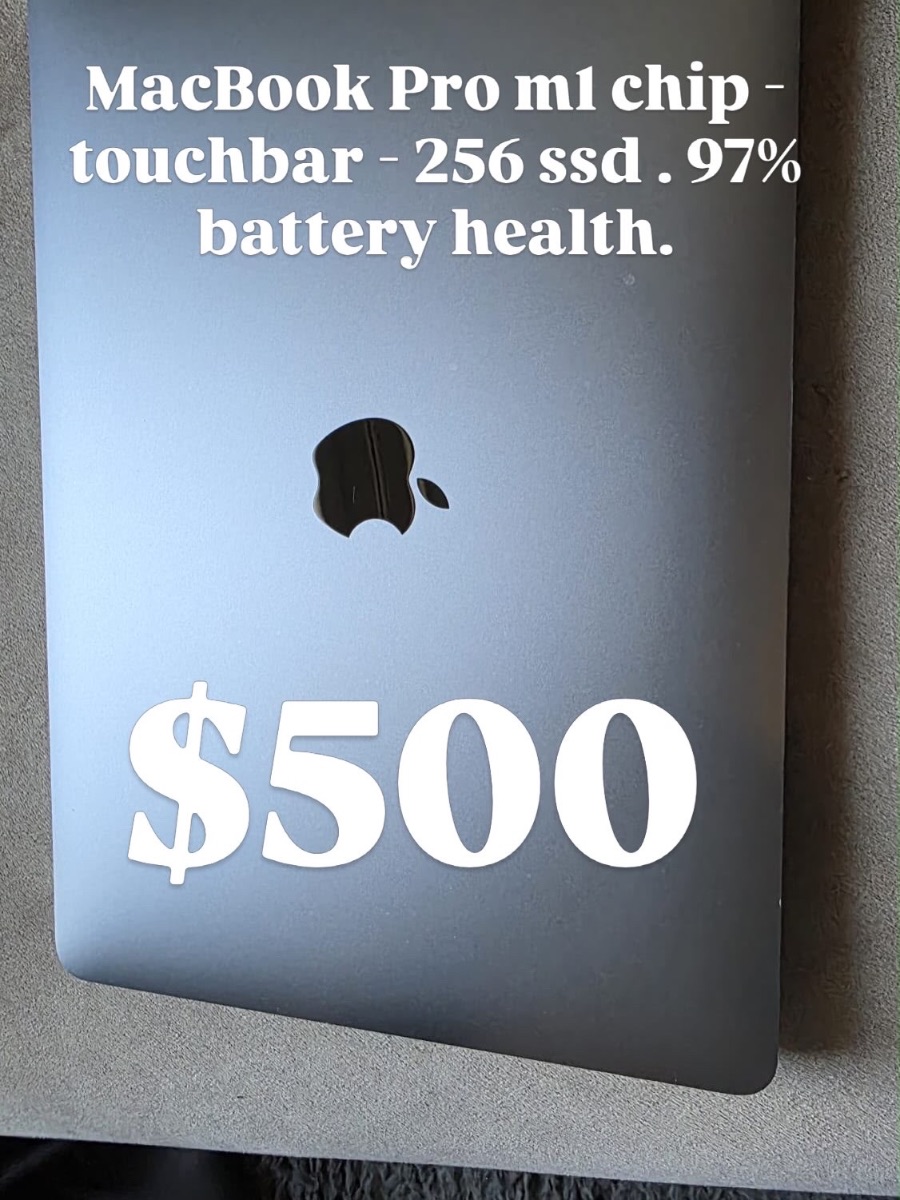 MacBook Pro m1 chip - touchbar - 256 ssd . 97% battery health.